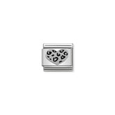 Nomination COMPOSABLE CLASSIC OXIDIERTE SYMBOLE aus Edelstahl, mit 925er Silber verziert, (05_Leopard Herz)